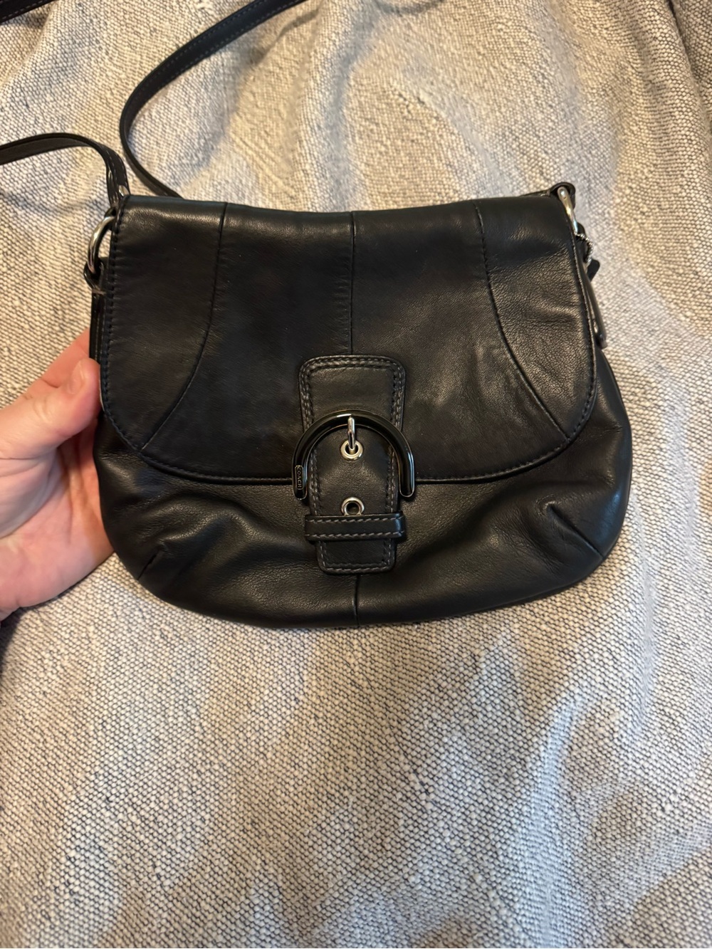 Coach Soho Flap Black Leather Crossbody Bag
